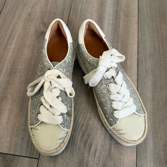 NWT Joie platform espadrille lace up low top sneaker white grey size 36 - Picture 2 of 5
